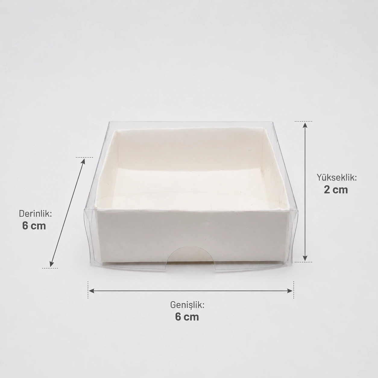 Beyaz Karton Kutu ve Şeffaf Kapak (6x6x2) - Görsel 5