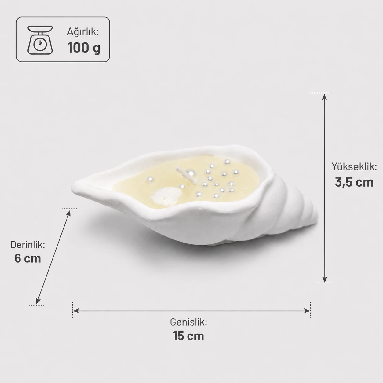 İstiridye Obje İncili Mum - Görsel 8