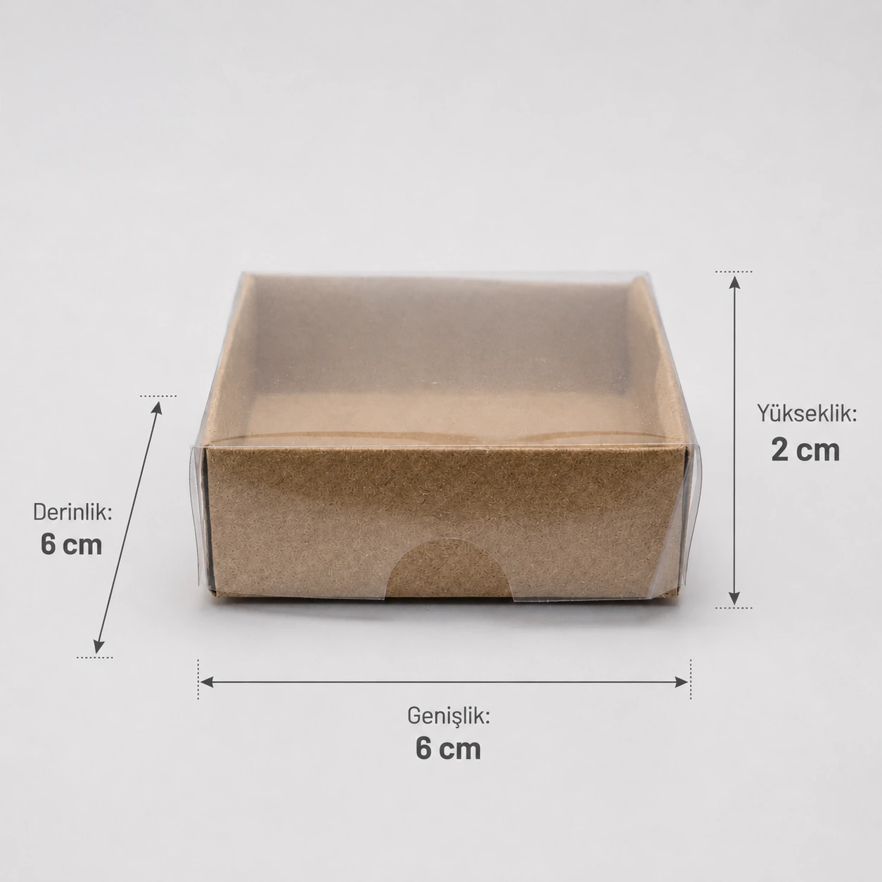 Kraft Karton Kutu ve Şeffaf Kapak (6x6x2) - Görsel 5