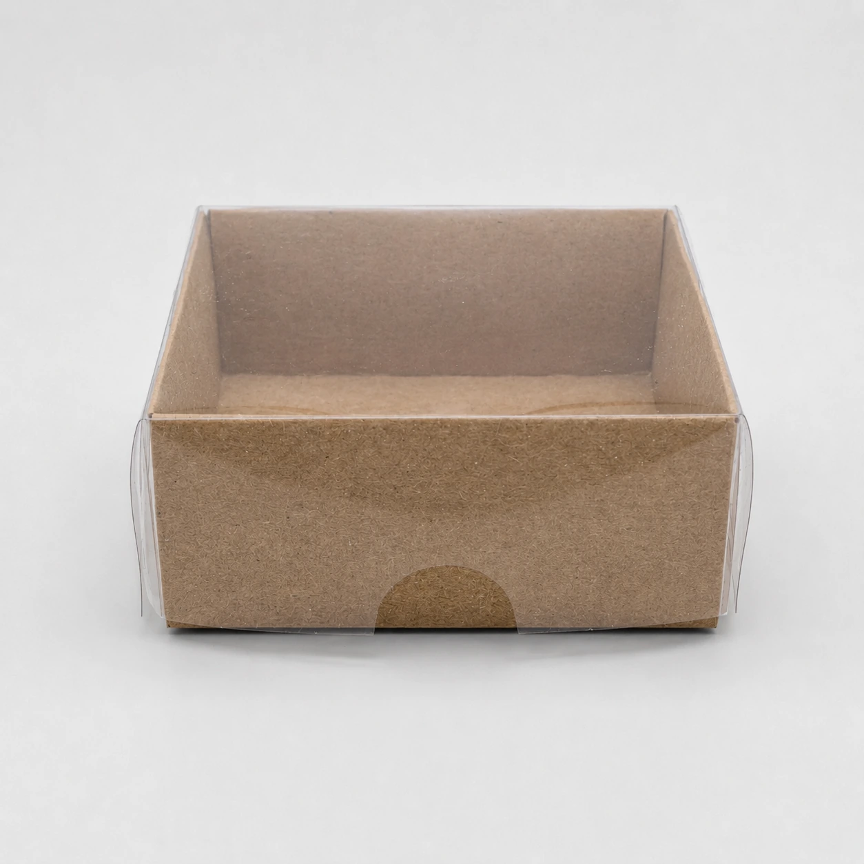 Kraft Karton Kutu ve Şeffaf Kapak (7x7x3) - Görsel 2