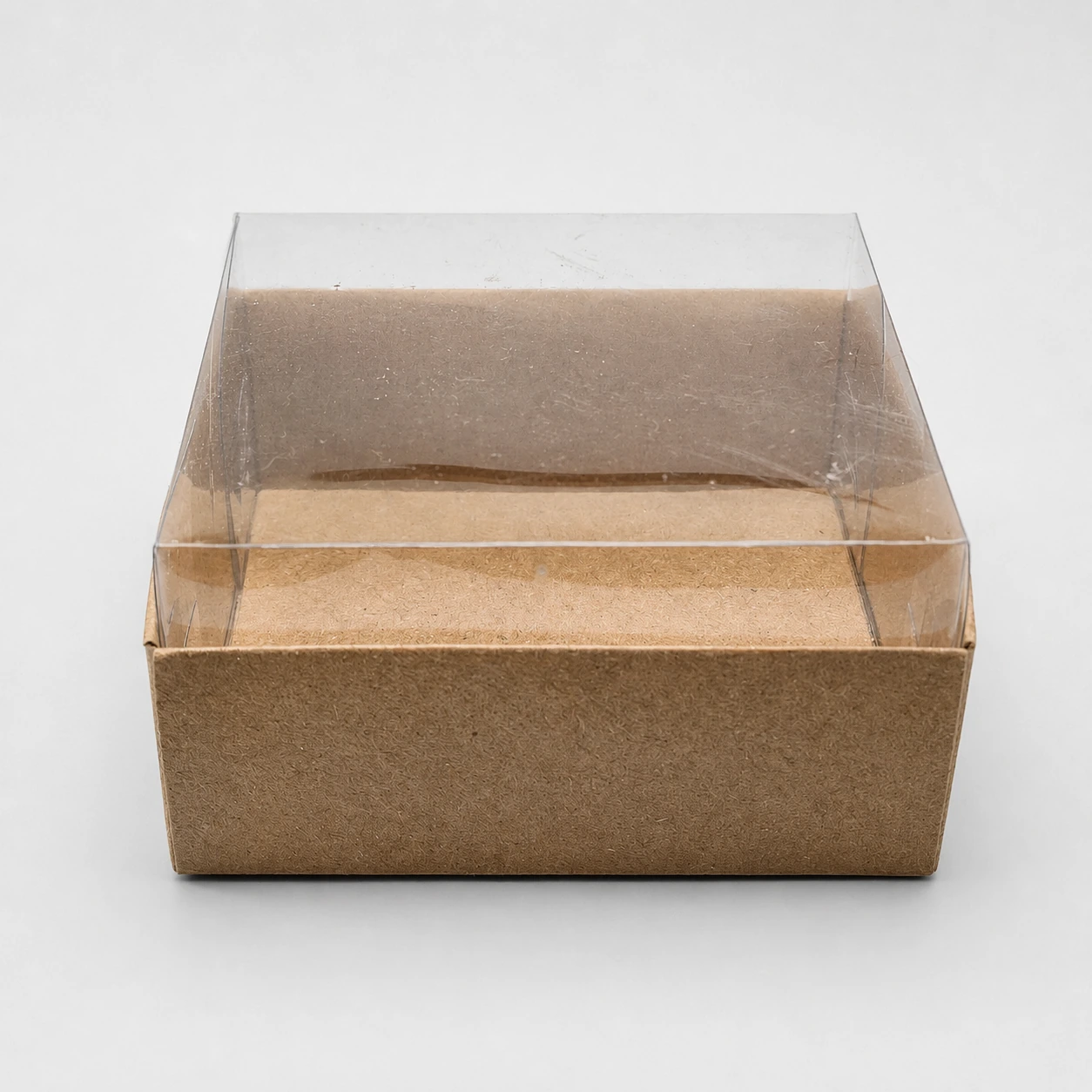 Kraft Karton Kutu ve Şeffaf Kapak (8x8x4) - Görsel 2