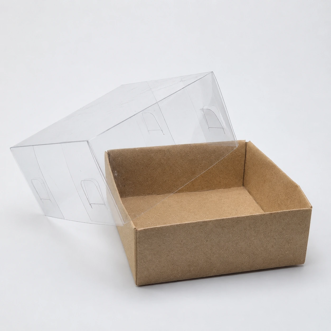 Kraft Karton Kutu ve Şeffaf Kapak (8x8x4) - Görsel 4