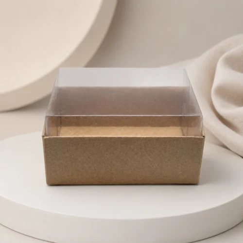 Kraft Karton Kutu ve Şeffaf Kapak (8x8x4)