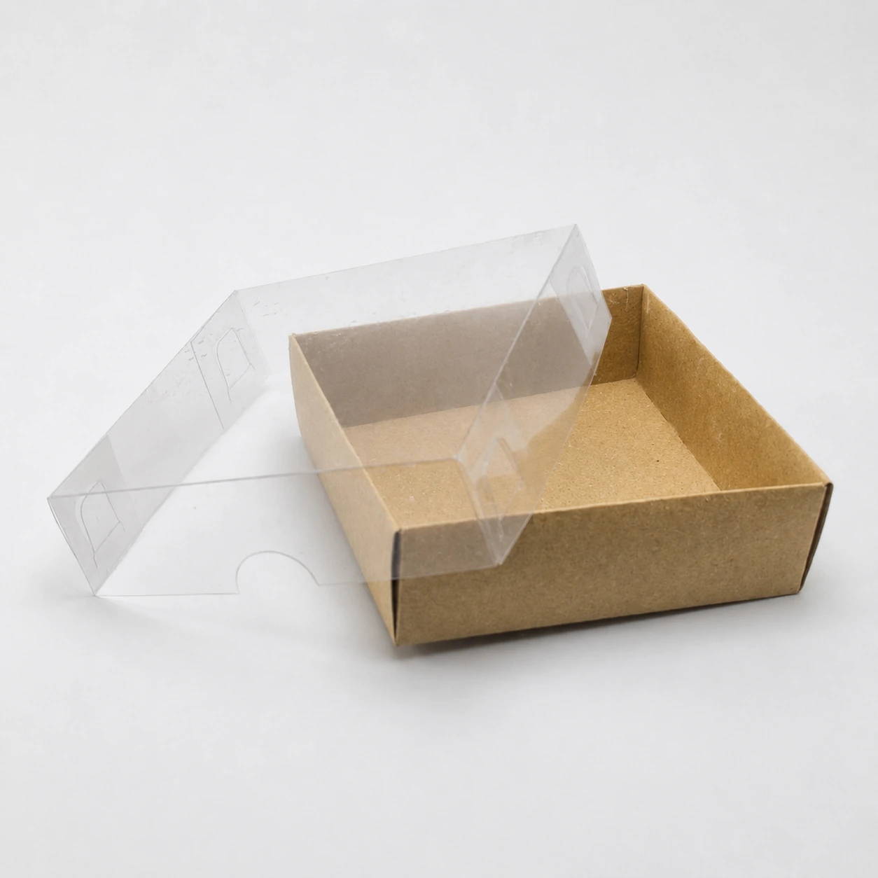 Kraft Karton Kutu ve Şeffaf Kapak (9x9x3) - Görsel 3
