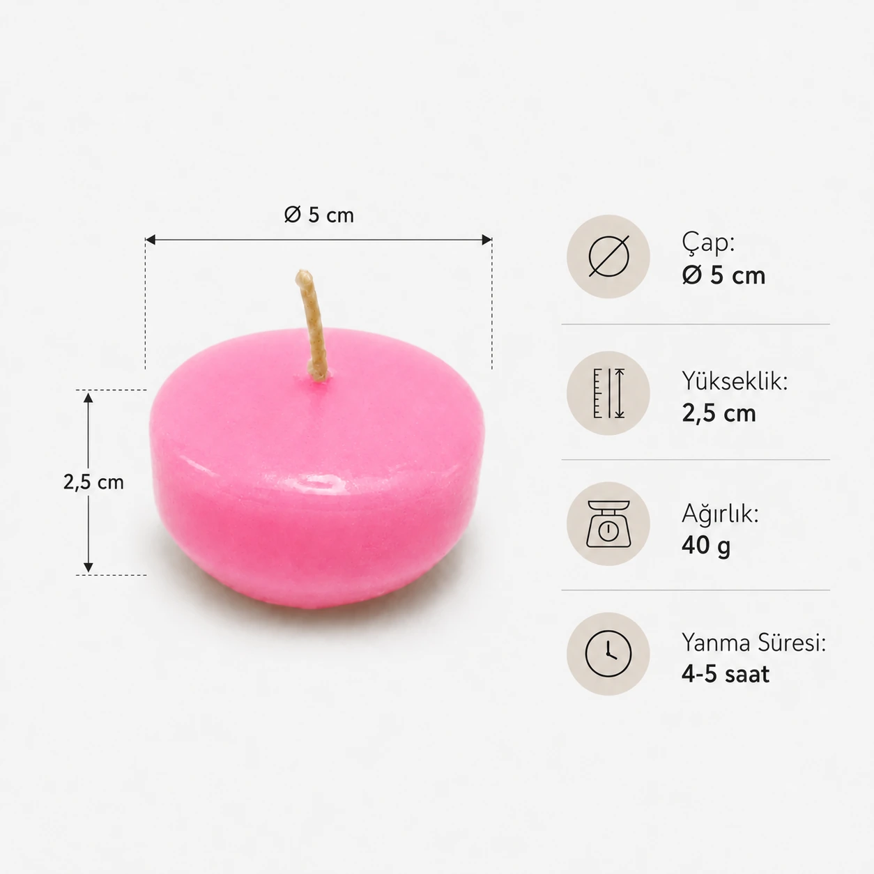Maxi Yüzen Mum Pembe - Görsel 5