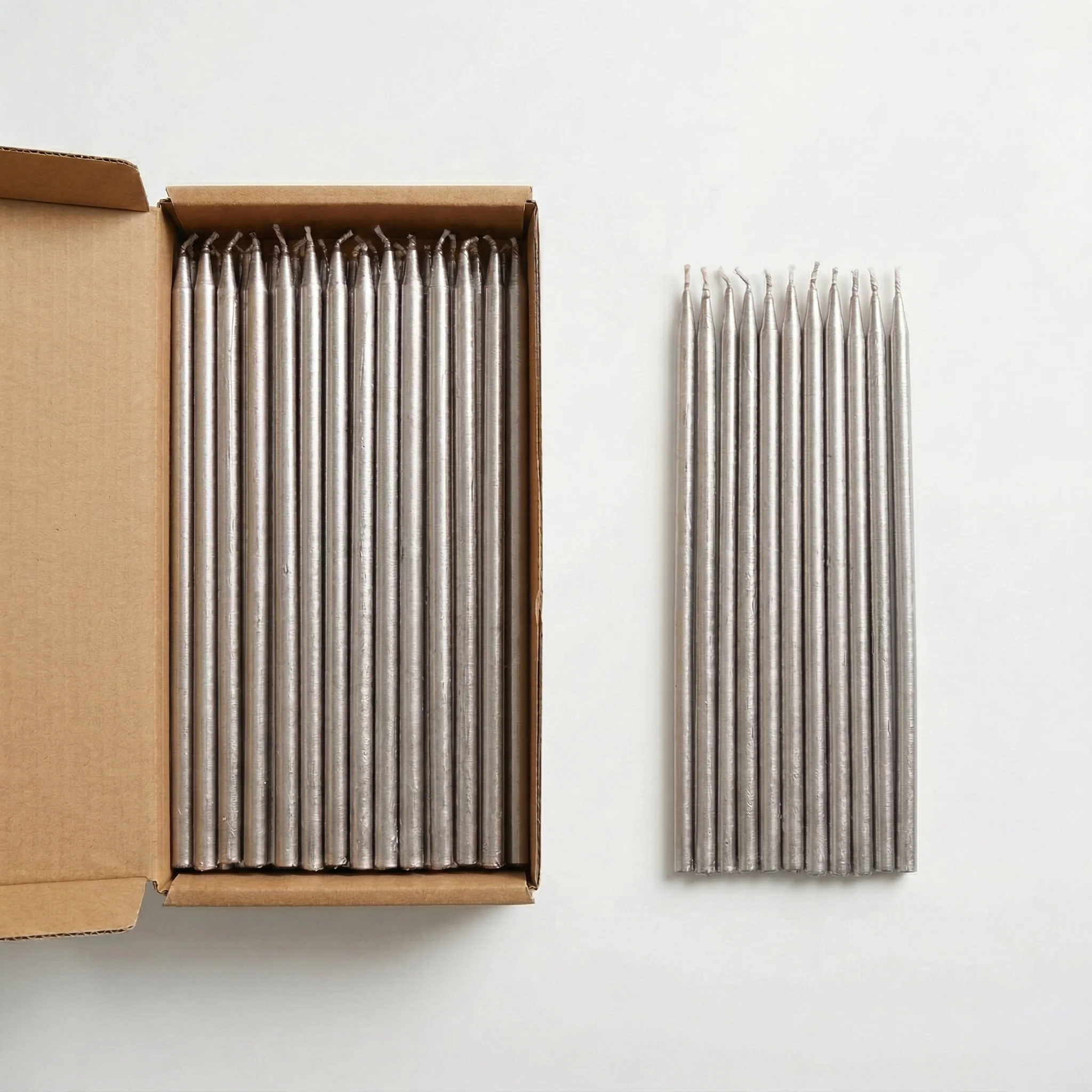 20 cm Gümüş Parti Mum - Görsel 2